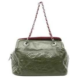 Chanel-Chanel Red CC Lambskin Timeless Frame Tote-Red