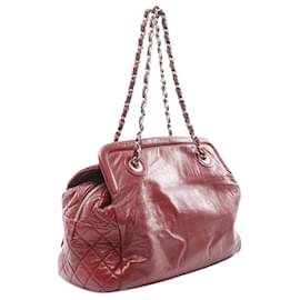 Chanel-Chanel Red CC Lambskin Timeless Frame Tote-Red