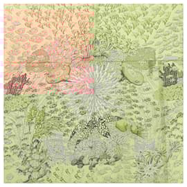 Hermès-Hermès Brown Recontre Oceane Chiffon Silk Scarf-Brown,Beige