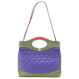 Chanel-Chanel Blue Large CC Quilted Lambskin 31 Shopping Bag-Blue