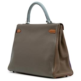 Hermès-Hermès Purple Togo Arlequin Kelly II Retourne 35-Violet,Violet foncé