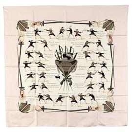 Hermès-Hermès Pink Traite Des Armes Silk Scarf-Pink