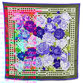 Hermès-Hermès Red Roseraie Silk Scarf-Other