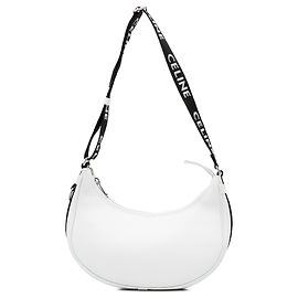 Céline Bolsa de Ombro Ava em Couro de Bezerro Liso Médio Branco Celine com Alça Celine Branco