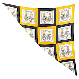 Hermès-Hermès Gold Mini Brides De Gala Giant Triangle Silk Scarf-Golden