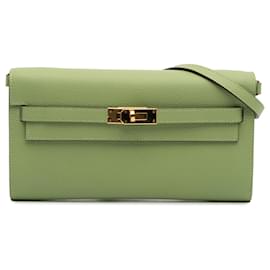 Hermès-Portefeuille Hermès Kelly To Go en Epsom vert-Vert,Vert clair