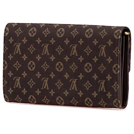 Louis Vuitton-Louis Vuitton Brown Monogram Mini Lin Sarah Wallet-Brown,Dark brown