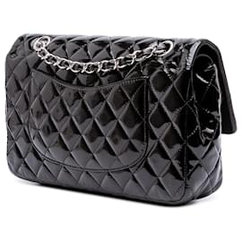 Chanel-Chanel Black Medium Classic Patent Double Flap-Black