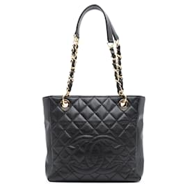 Chanel-Chanel Black Caviar Petite Shopping Tote-Black