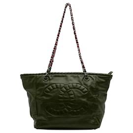 Chanel-Chanel Red Calfskin On The Bund Tote-Red,Dark red