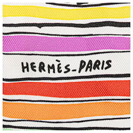 Hermès-Hermès White Rayures d'Ete Twilly Silk Scarf-White