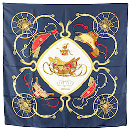 Hermès-Hermès Blue Springs Silk Scarf 90-Blue,Other