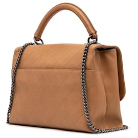 Chanel-Chanel Brown Large Calfskin Stitched Urban Luxury Top Handle Bag-Brown