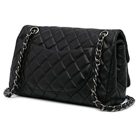 Chanel-Chanel Black CC Quilted Lambskin Double Flap-Black