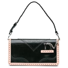 Dior-Dior Black Leather D'Trick Brogue Spectator Bag-Black