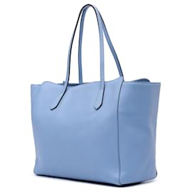 Gucci-Gucci Blue Medium Leather Swing Tote-Blue,Light blue
