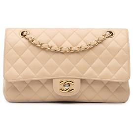 Chanel-Chanel Brown Medium Classic Caviar Double Flap-Brown,Beige