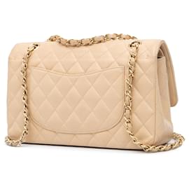 Chanel-Chanel Brown Medium Classic Caviar Double Flap-Brown,Beige