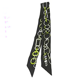 Hermès-Hermès Black Do Re Boucles Silk Twilly Scarf-Black