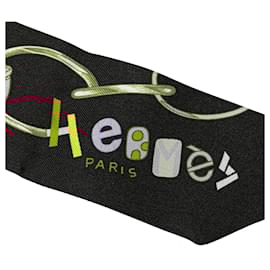 Hermès-Hermès Black Do Re Boucles Silk Twilly Scarf-Black