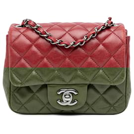 Chanel-Chanel Red Mini Square Classic Lambskin Single Flap-Red