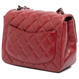 Chanel-Chanel Red Mini Square Classic Lambskin Single Flap-Red