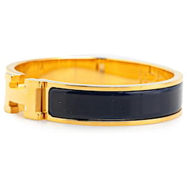 Hermès-Bracelet PM Clic H en émail noir étroit Hermès-Autre