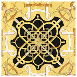 Hermès-Hermès Black Eperon d Or Silk Scarf-Black