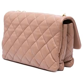 Chanel-Chanel Brown Medium Quilted Lambskin Pillow Crush Flap-Brown,Flesh