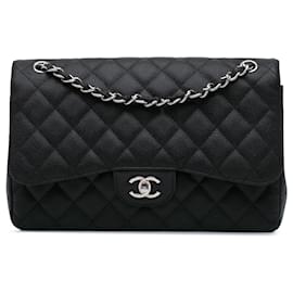 Chanel-Chanel Black Jumbo Classic Caviar Double Flap-Black