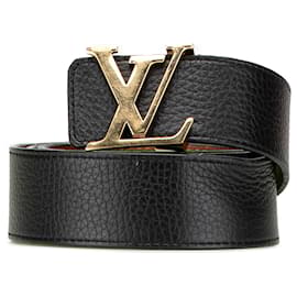 Louis Vuitton-Louis Vuitton Black Leather Initiales Belt-Black