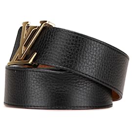 Louis Vuitton-Louis Vuitton Black Leather Initiales Belt-Black