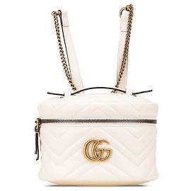 Gucci Weißer Mini GG Marmont Matelassé Leder Rucksack Weiß