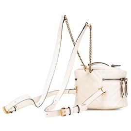 Gucci-Gucci White Mini GG Marmont Matelasse Leather Round Backpack-White