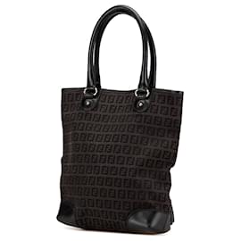 Fendi-Fendi Brown Zucchino Canvas Chef Shopping Tote-Brown,Dark brown
