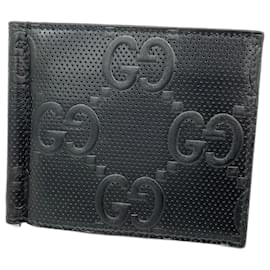 Gucci-Clip de dinheiro em couro preto Gucci-Preto