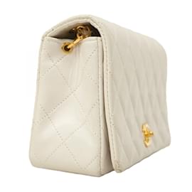 Chanel-Chanel White Lambskin Shoulder Bag-White