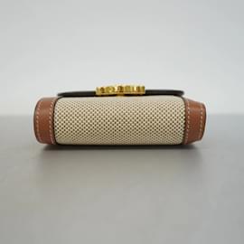 Céline-Celine Tri-fold Wallet in Beige and Brown-Brown,Beige