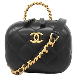 Chanel-Chanel Black Lambskin Shoulder Bag-Black