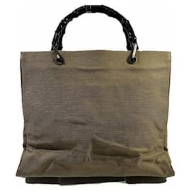 Gucci-GUCCI Bamboo 002 Nylon Canvas Tote Bag-Beige