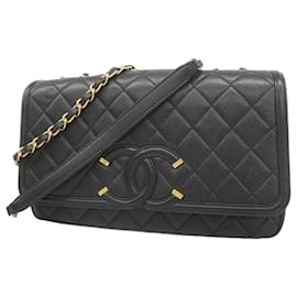 Chanel-Chanel Black Grained Calfskin Shoulder Bag-Black