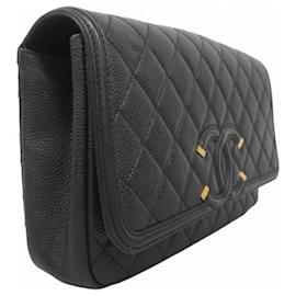 Chanel-Chanel Black Grained Calfskin Shoulder Bag-Black