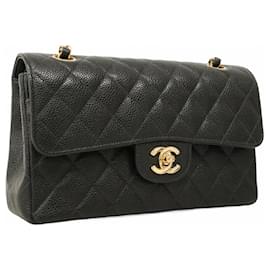 Chanel-Chanel Black Grained Calfskin Shoulder Bag-Black
