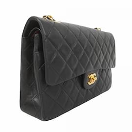 Chanel-Chanel Black Lambskin Shoulder Bag-Black