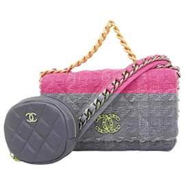 Chanel-Chanel Pink Tweed Shoulder Wallet-Pink
