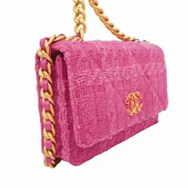 Chanel-Chanel Pink Tweed Shoulder Wallet-Pink