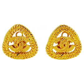 Chanel-Chanel Gold Plated Clip Earrings-Golden