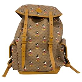 Gucci-Gucci Brown Backpack with Mickey Mouse Design-Brown