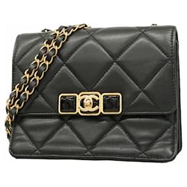 Chanel-Chanel Black Lambskin Shoulder Bag-Black