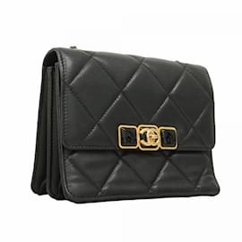 Chanel-Chanel Black Lambskin Shoulder Bag-Black